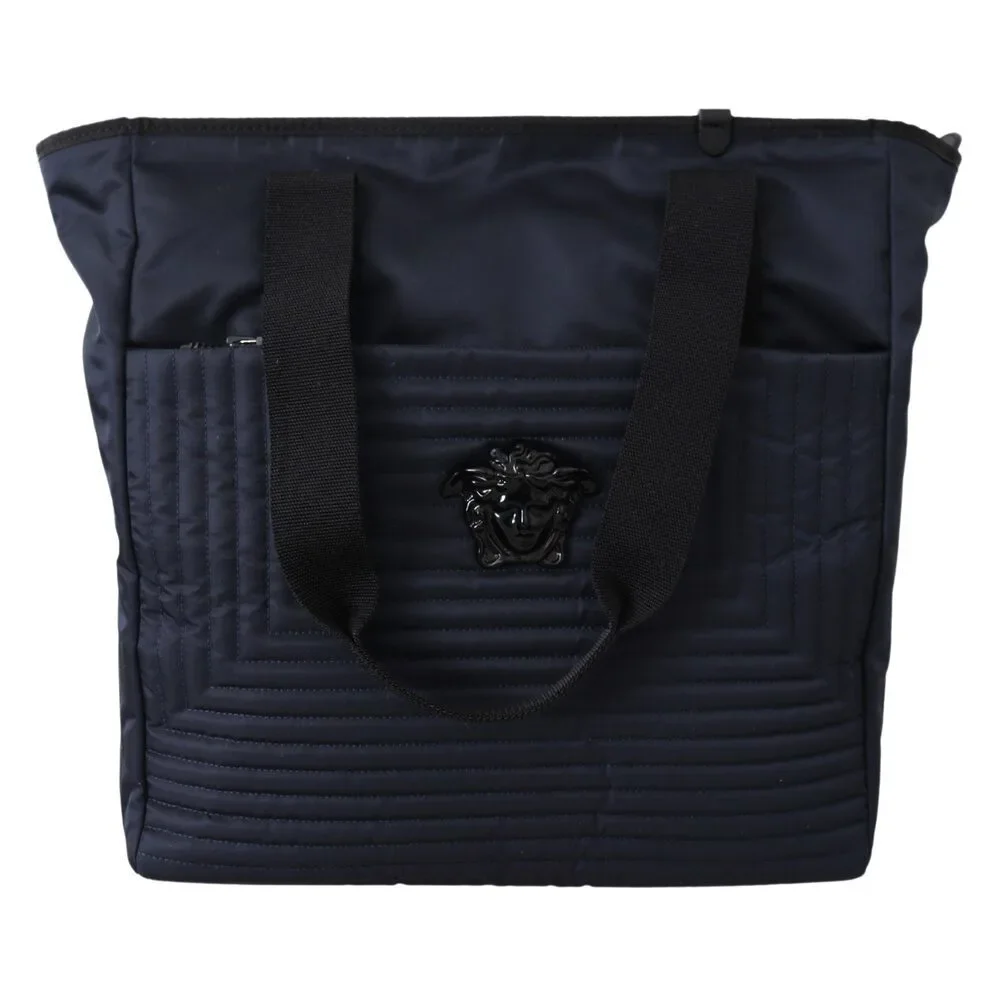 Versace Elegant Blue Nylon Tote Bag - Picture 1 of 4